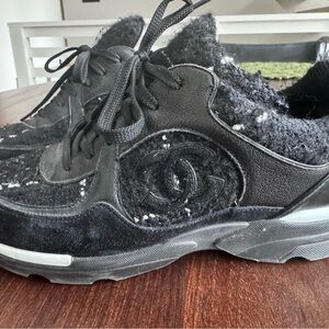 Chanel Black Tweed Women's Sneakers size 39